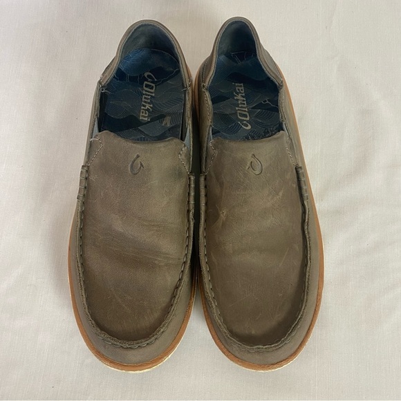 Olukai Kalia Men's Slip On Loafer Size 8 Brown Leather Drop In Heel - Picture 8 of 10